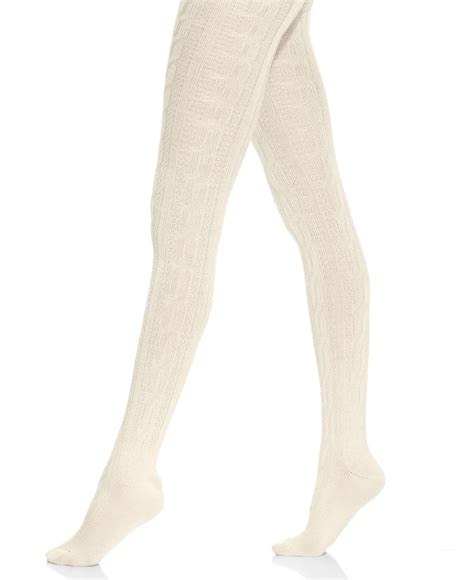 Hue Chunky Cable Knit Tights In White Lyst