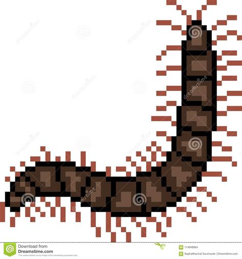 Vector Pixel Art Centipede Stock Vector Illustration Of