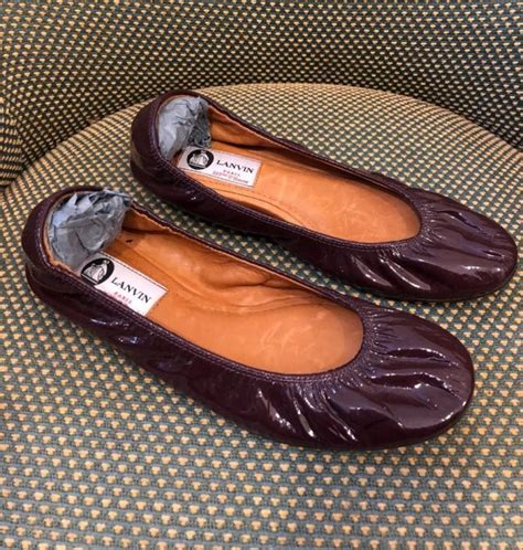 Lanvin Classic Bordeaux Patent Leather Ballet Flat Chelsea Vintage