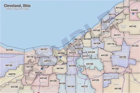 Cleveland Area Zip Code Map Map