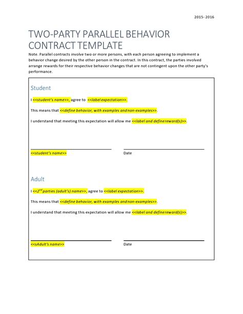 41 Effective Behavior Contract Templates Examples Templatelab