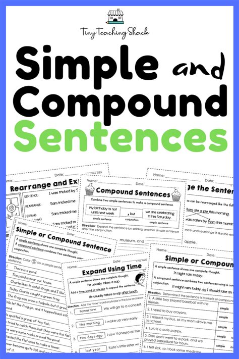 simple  compound sentences tiny teaching shack