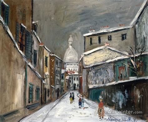 Maurice Utrillo Rue Saint Bustique In The Snow Oil Painting