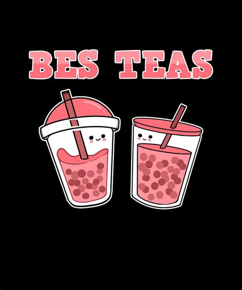 Bes Teas Best Friends Bubble Tea Kawaii Anime Food Painting By Amango
