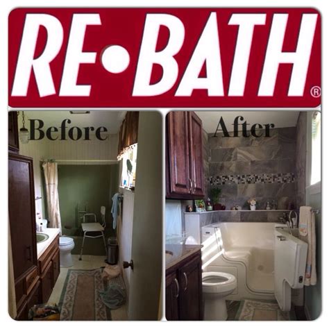 Before And After Photos Of A Bathroom Re Bath With The Same Sign In Red