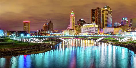 Columbus Ohio Skyline Panorama And Scioto River Photograph By Gregory