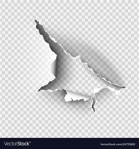 Ragged Hole Torn In Ripped Paper On Transparent Vector Image
