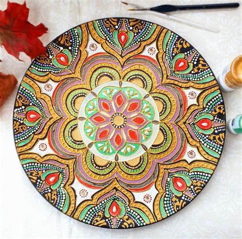 Mandala Plate Wall Hanging Handpainted Plate Decorative Etsy