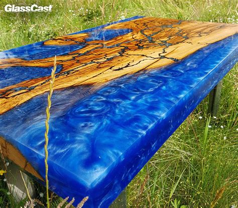 Honeycomb Epoxy Resin River Coffee Table Glasscast