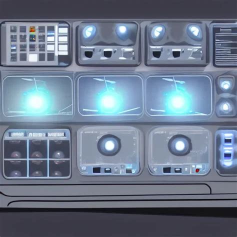 Futuristic Spaceship Control Panel Concept Art Epic Stable