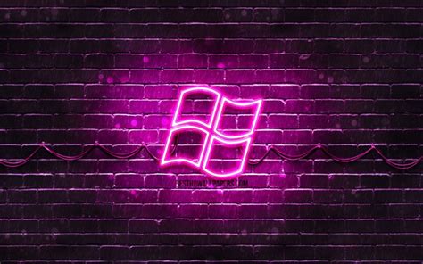 Download Wallpapers Windows Purple Logo 4k Purple Brickwall Windows