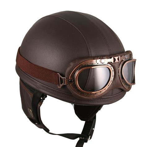 Shop the best motorcycle helmets. Leather Goggles German Vintage Style Half 1/2 Helmet ...