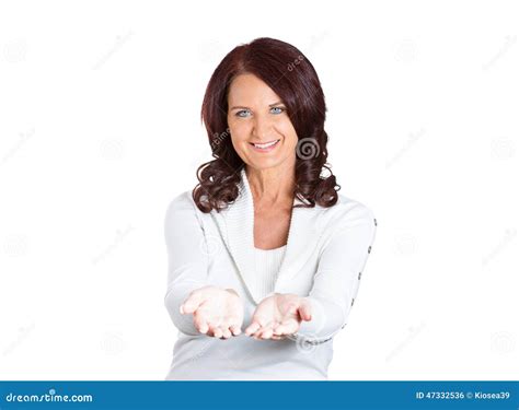 Woman With Raised Up Palms Offers Help Stock Photo Image Of Girl