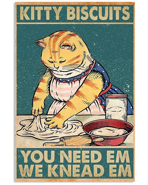 Kitty Biscuits We Knead Em You Need Em Poster Vintage Kitty Etsy