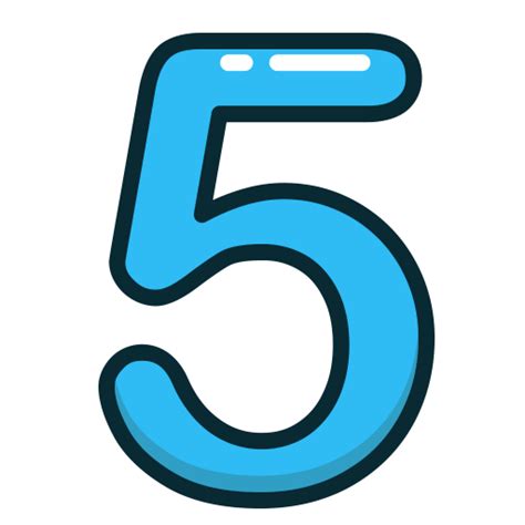 Blue Numbers Number Study Five Icon