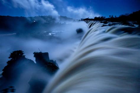 Iguazu Falls By Full Moonlight
