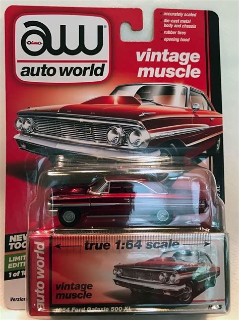 164 Auto World Premium 1964 Ford Galaxie 500 Xl Ultra Red Chase On Red
