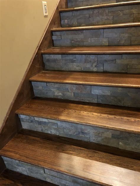 Staining And Installing Hardwood Stairs Remodel Old Carpet Stairs In