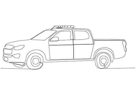 Draw A Single Straight Line Of A Police Car One Line Drawing Graphic