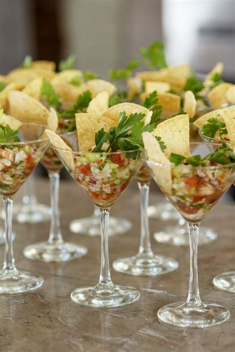 Wedding Appetizers Shrimp Ceviche In A Martini Glass Party Food