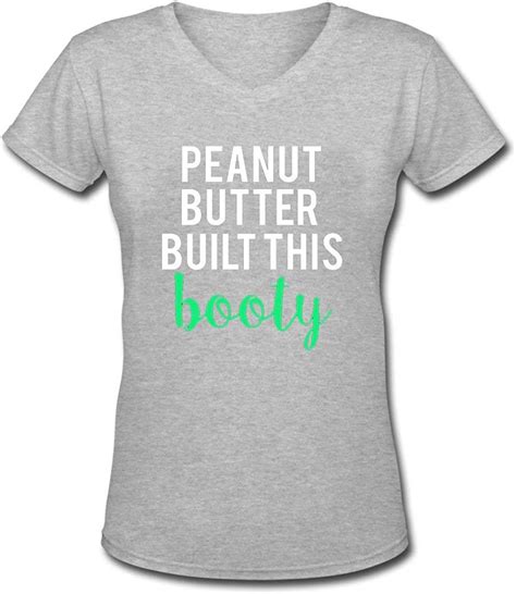 Peanut Butter Built This Booty Mens Short Sleeve Cotton V Neck T Shirt