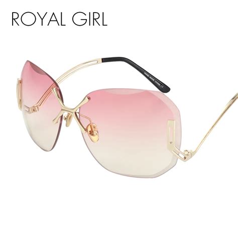 buy royal girl new arrive fashion square rimless sunglasses women vintage brand