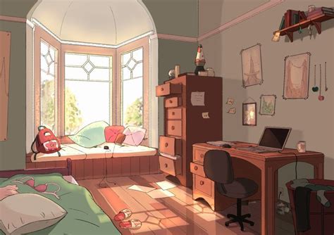 Bedroom aesthetic anime gifs waving. Done! - | Dibujos de habitaciones, Ilustración de casa ...