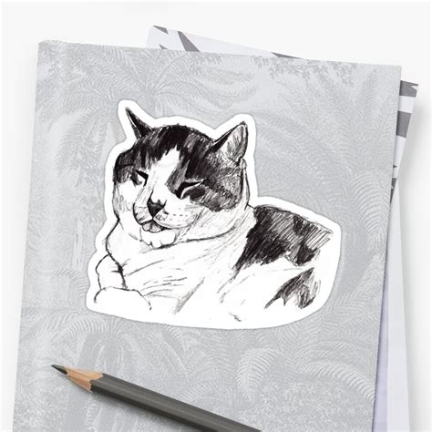 Cat Sticker By Noahhansonart Redbubble