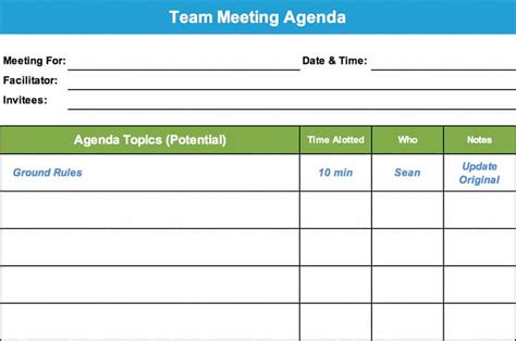 Choose different speakers for each topic, and ideally, allot times for each speaker. Team Meeting Agenda | GoLeanSixSigma.com