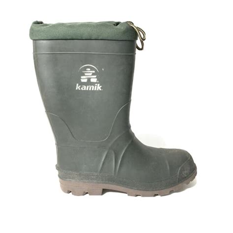 Kamik Insulated Rubber Boots Mens Sz 10m Green Waterproof Rain Snow