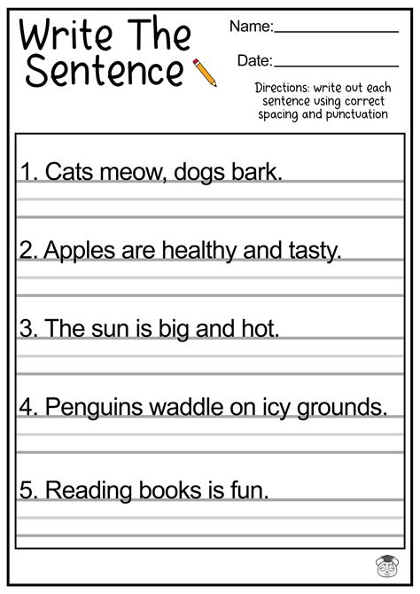 11 Printable Sentence Writing English Worksheets Improve Reading And