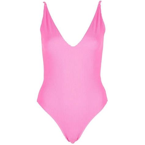 Topshop Ribbed Swimsuit 100 Brl Liked On Polyvore Featuring Swimwear