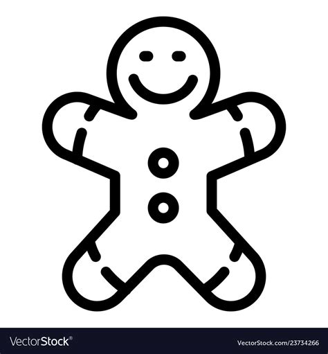 Gingerbread Man Icon Outline Style Royalty Free Vector Image