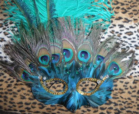 Peacock Feather Mask Costume Masquerade Ball Handmade Etsy Feather Mask Masquerade Mask