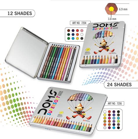 7206 Doms 24 Colour Pencils In Flat Tin Case Naman Limited