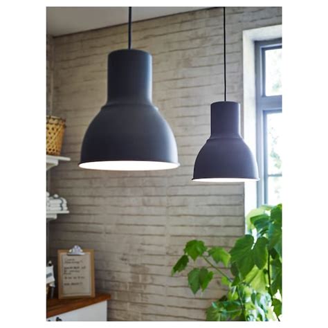 One too big and one too small. HEKTAR Pendant lamp, dark grey, 22 cm - IKEA
