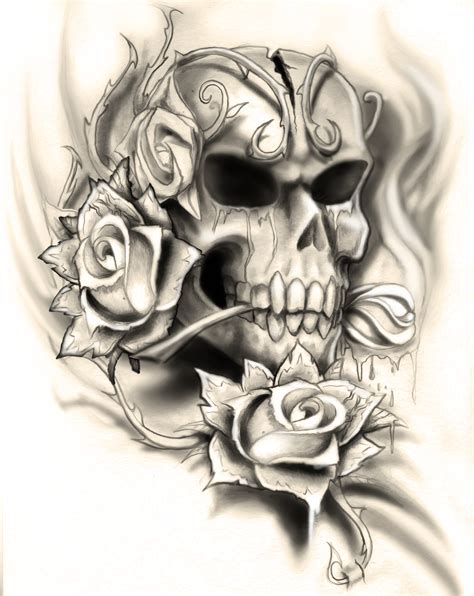 Rose tattoos, rose skull tattoos, skull tattoo, rose tattoo, skull tattoo design. Skull rose tattoo design by NeoGzus on DeviantArt