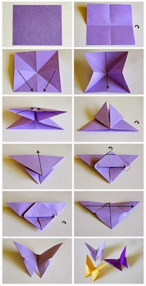 Origami Butterflies Purple And Yellow Cute Wall Decor Step By Step