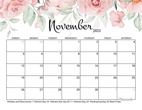 November 2023 Printable Calendar 42 Off