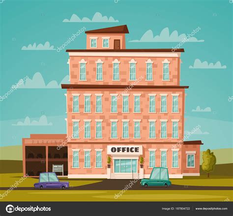 Office Building Facade Buisness Concept Exterior Of House Cartoon