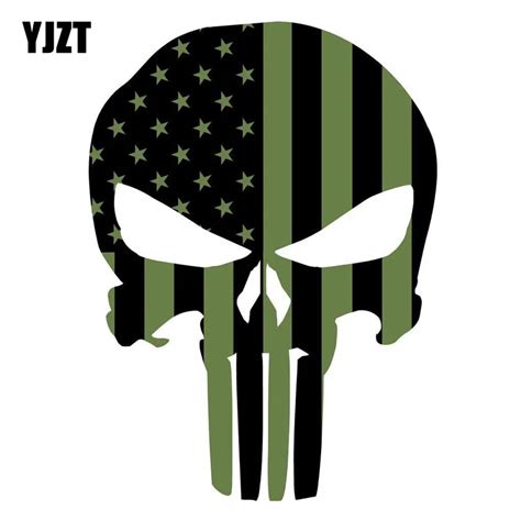 Yjzt 102cmx14cm Punisher Skull American Flag Od Green Military
