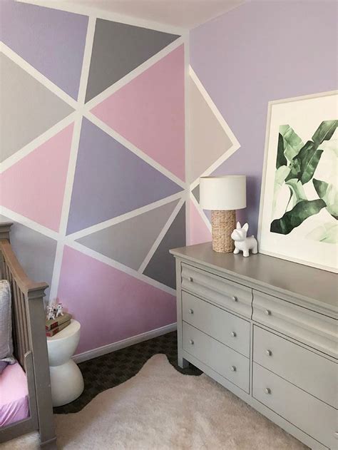 Home Decor Geometric Accent Wall Little Girls Room