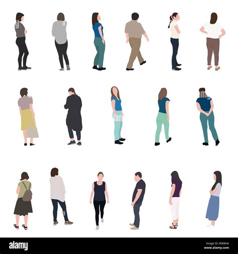 Set Of Silhouette Walking People Vector Illustration Stock Vector