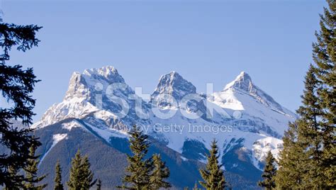 Three Sisters Mountains Canmore Alberta Stock Photos