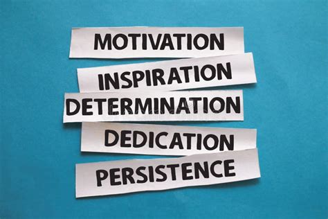 Motivation Inspiration Dedication Determination Persistence Text Words