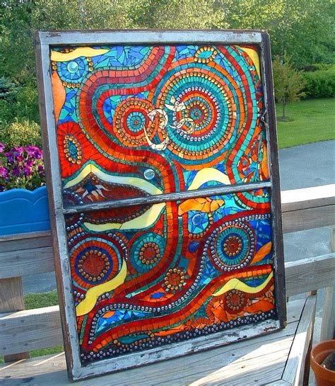 Om Stained Glass Mosaic Recycled Window On Hold By Mandolin2