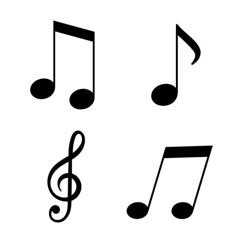 Music Notes And Treble Clef Icons Set Vector Simple Illustration