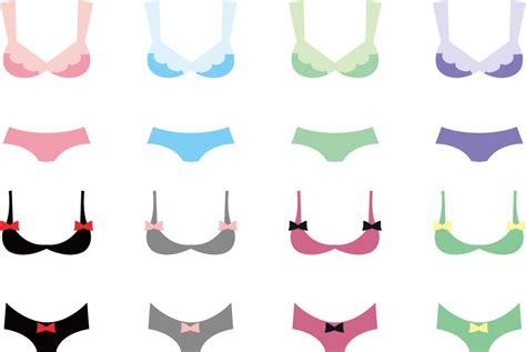 [フリーイラスト] 8種類のブラジャーとショーツの女性用下着のセットでアハ体験 - GAHAG | 著作権フリー写真・イラスト素材集