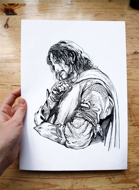 Aragorn Original Lord Of The Rings Drawing Hand Drawn Etsy In 2021