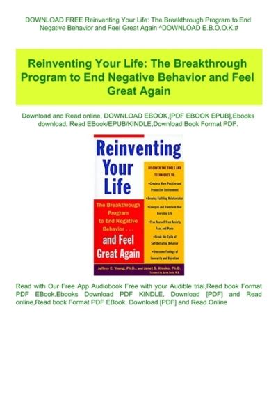 Download Free Reinventing Your Life The Breakthrough Program To End